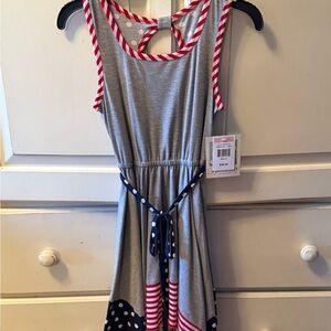 Bonnie Jean Gray and Red Striped Dress
